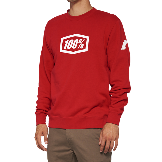 100% Icon Long-Sleeve Fleece Sweatshirt - Red - Large 20026-00012