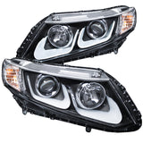 ANZO 2012-2015 Honda Civic Projector Headlights w/ U-Bar Black 121479