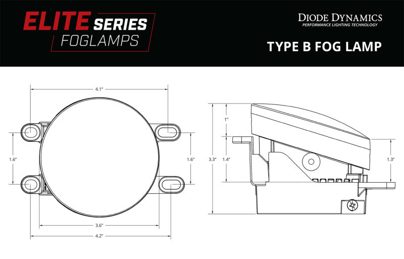 Diode Dynamics Elite Series Type B Fog Lamps - White (Pair) DD5134P
