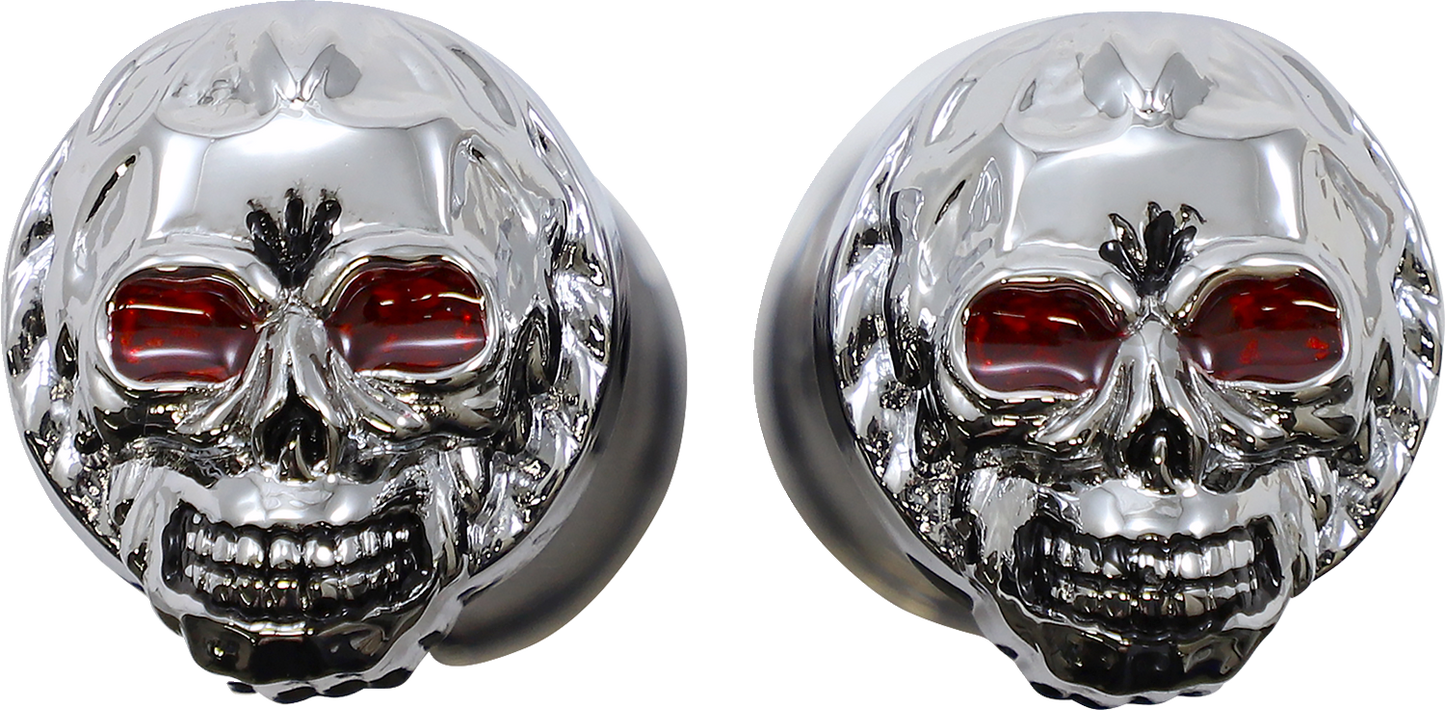 DRAG SPECIALTIES Grips - Skull Grips - Red Eyes - Chrome 17-0505CDTS