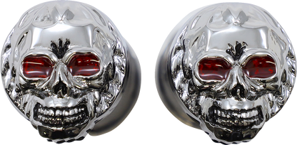 DRAG SPECIALTIES Grips - Skull Grips - Red Eyes - Chrome 17-0505CDTS