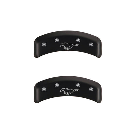 MGP 4 Caliper Covers Engraved Front Mustang Engraved Rear Pony Red finish silver ch 10095SMPYRD