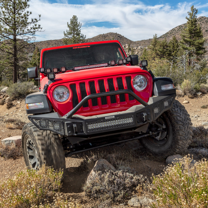 Go Rhino 07-20 Jeep Wrangler JL/JLU/JK/JKU/Gladiator JT Rockline Full Width Bumper w/ Overrider 331201T