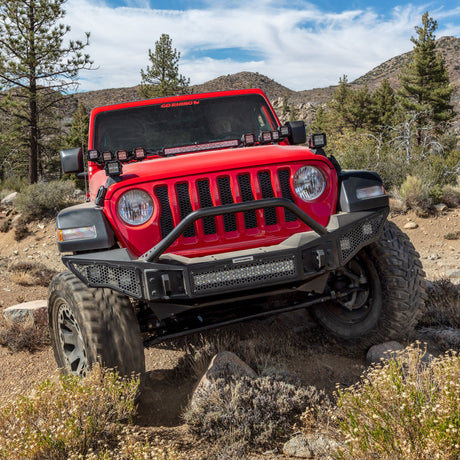 Go Rhino 07-20 Jeep Wrangler JL/JLU/JK/JKU/Gladiator JT Rockline Full Width Bumper w/ Overrider 331201T