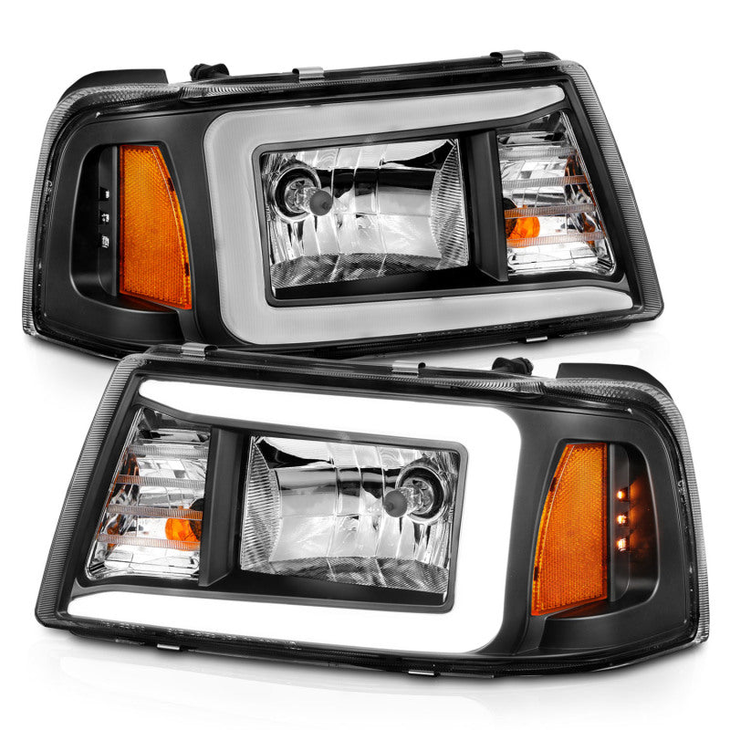 ANZO 2001-2011 Ford Ranger Crystal Headlights w/ Light Bar Black Housing 111511