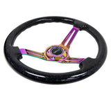 NRG Reinforced Steering Wheel (350mm / 3in. Deep) Blk Multi Color Flake w/ Neochrome Center Mark RST-018BSB-MC