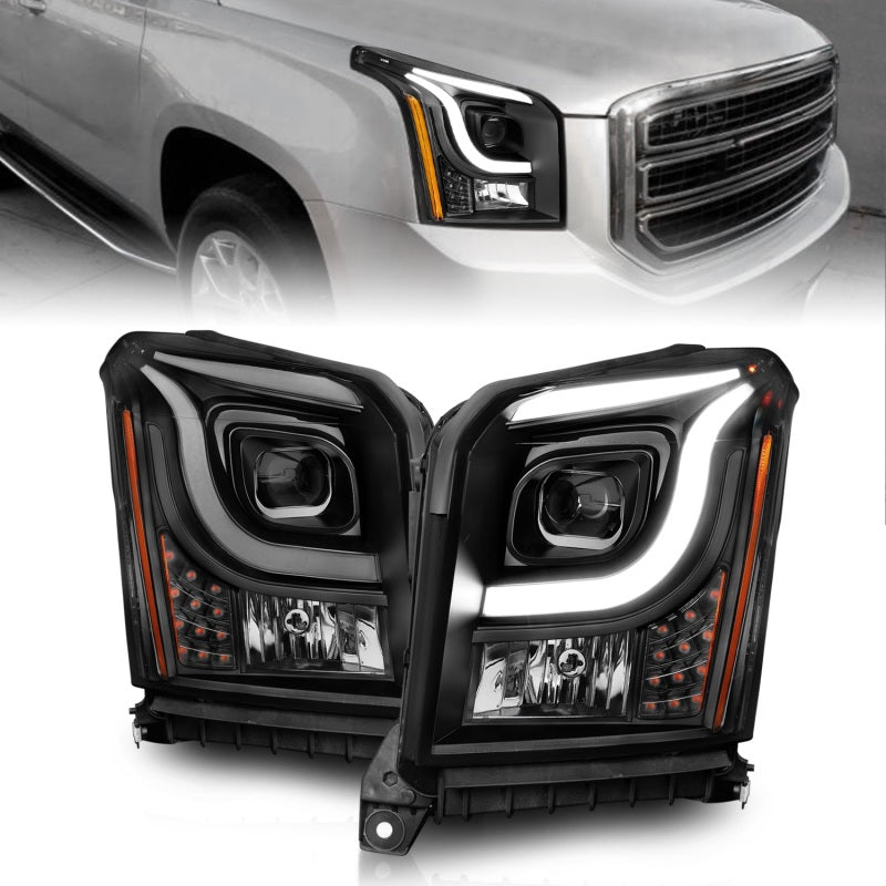 Anzo 15-17 GMC Yukon/Yukon XL Projector Headlights Black Housing/Clear Lens (w/ Light Bars) 111535