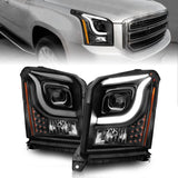 Anzo 15-17 GMC Yukon/Yukon XL Projector Headlights Black Housing/Clear Lens (w/ Light Bars) 111535