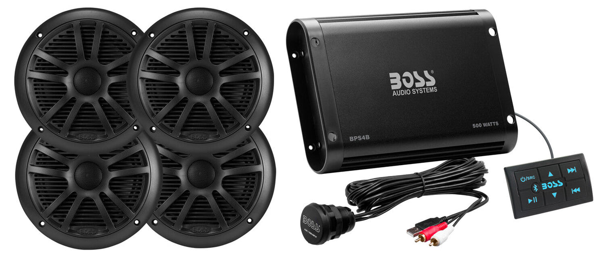 BOSS AUDIO Amp Speaker Kit 4ch 500w Bluetooth BPS4BSK