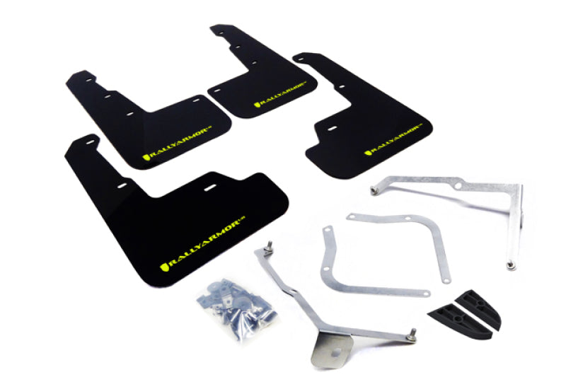 Rally Armor 15-18 Subaru WRX/STi Sedan UR Black Mud Flap w/ Green Logo MF32-UR-BLK/CGN