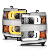 ANZO Projector Headlights 15-17 Chevrolet Silverado 2500HD / 3500HD Chrome w/ Chrome Rim 111366