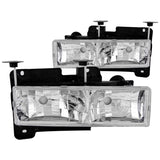 ANZO 1988-1998 Chevrolet C1500 Crystal Headlights Chrome w/o Bulbs 111136