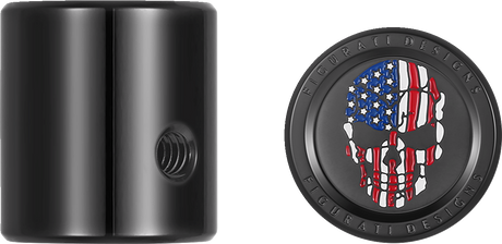 FIGURATI DESIGNS Heel-Toe Shifter Cover - American Flag Skull - Red/White/Blue/Black FD25-HTSC-BLK