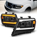 ANZO 09-20 Nissan Frontier Black Projector Plank Style DRL w/ Switchback & Sequential LED DRL 111597