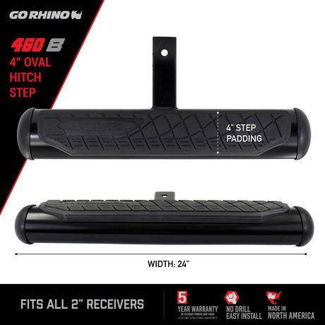 Go Rhino 4in Oval Hitch Step - Black 460B