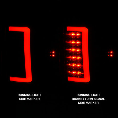 ANZO 2007-2013 GMC Sierra LED Tail Lights w/ Light Bar Black Housing Smoke Lens 311389