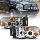 ANZO 2002-2005 Dodge Ram 1500 Projector Headlights w/ Halo Chrome Clear Amber 111491