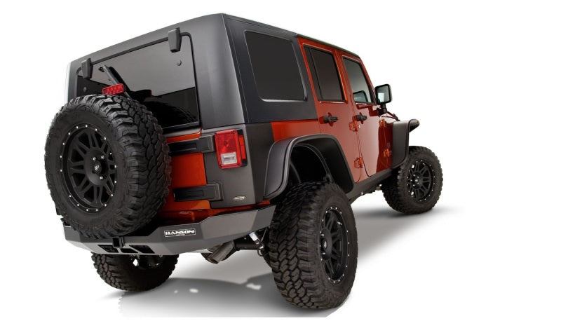 Bushwacker 07-18 Jeep Wrangler Unlimited Flat Style Flares 4pc 4-Door Sport Utility Only - Black 10918-07