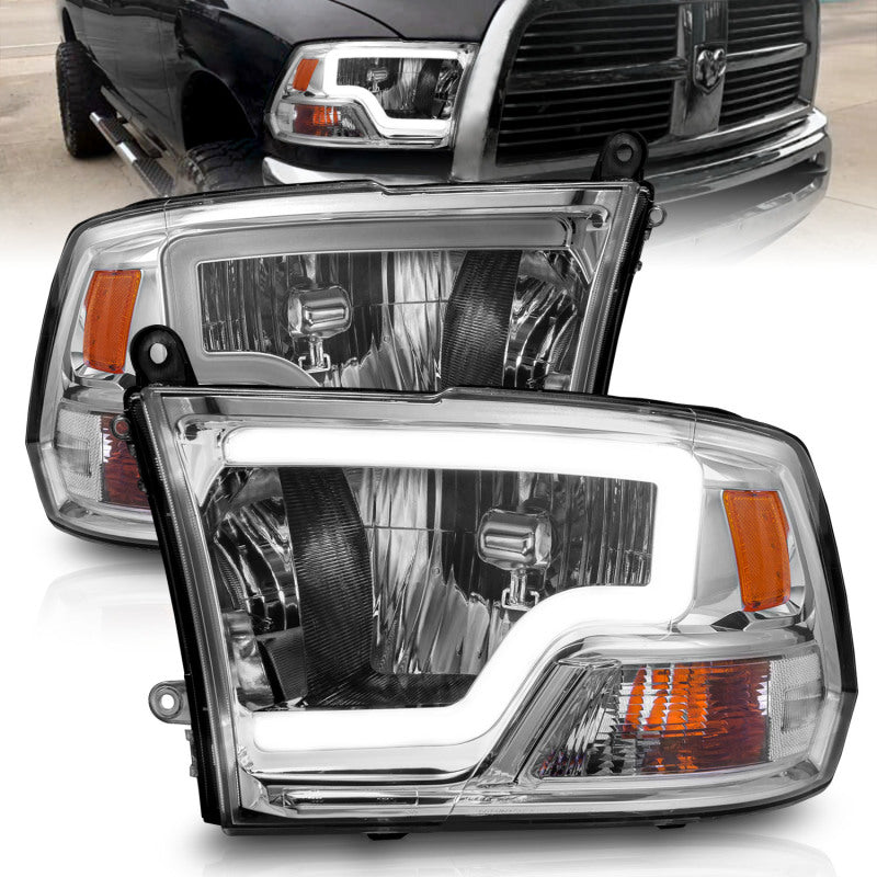 ANZO 2009-2018 Dodge Ram 1500/ 2500/ 3500 Crystal Headlights w/ Light Bar Chrome Housing 111516