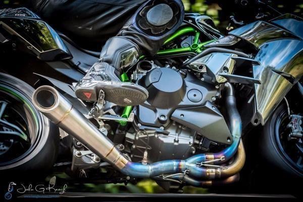 Vandemon Brushed Titanium Exhaust System Ninja H2 & H2R 2015-26 KAWAH2TICSBRUEXHD VA-2