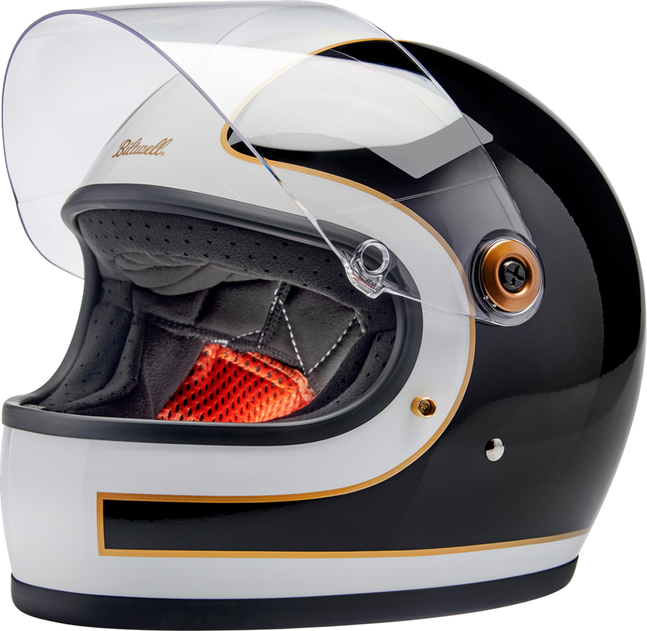 BILTWELL Gringo S Helmet - Gloss White/Black Tracker - XS 1003-566-501