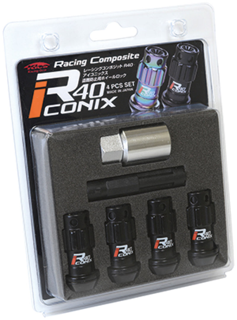 Project Kics 12X1.50 R40 Iconix Black Lug Nut Lock Set - 4 WYIF41KK