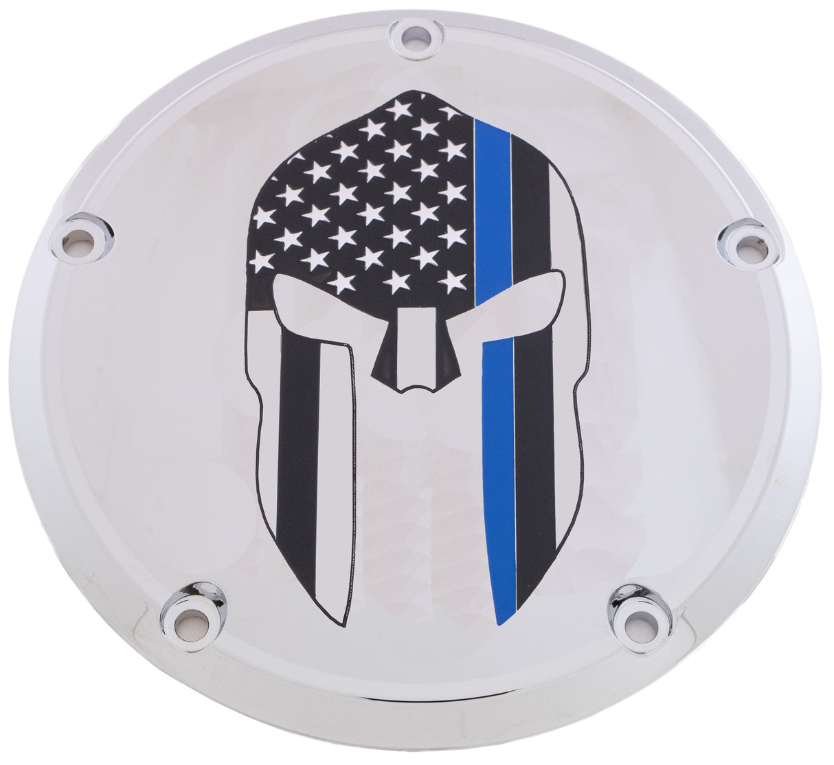 CUSTOM ENGRAVING 7   Tc Derby Cover Sparta Blue Line Chrome LE02-12