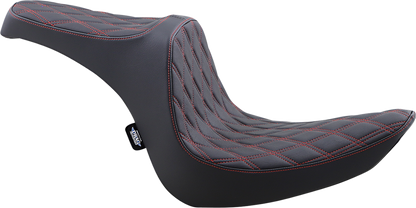 DRAG SPECIALTIES Predator III Seat - Double Diamond - Black w /Red Stitching - Softail '06-'17 8021440