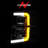 ANZO 2007-2013 Chevrolet Silverado 1500 Projector w/ Light Bar Chrome Housing w/ Sequential 111546