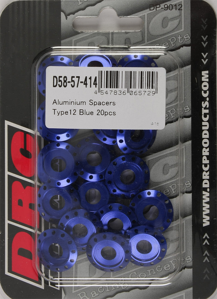 DRC Aluminum Spacers Type 12 Blue M6x12mm 20/Pk D58-57-414