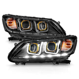ANZO 2013-2015 Honda Accord Projector Headlights w/ U-Bar Black 121492