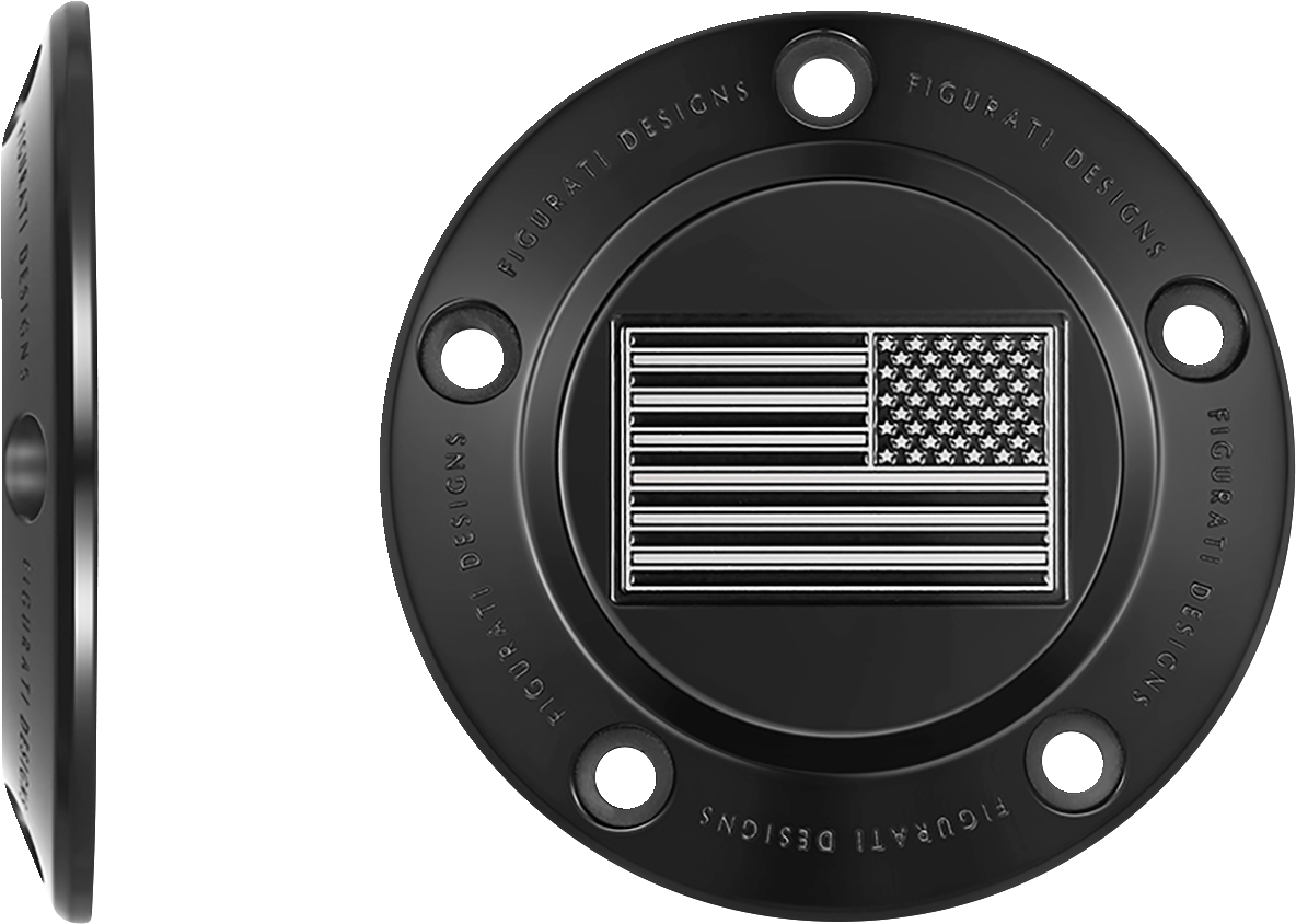 FIGURATI DESIGNS Timing Cover - 5 Hole - American - Contrast Cut - Black FD26R-TC-5H-BLK