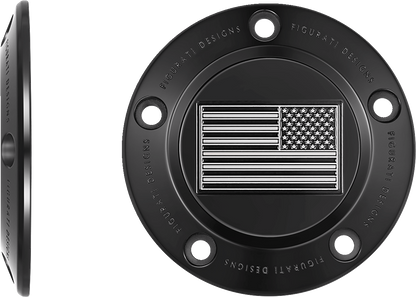 FIGURATI DESIGNS Timing Cover - 5 Hole - American - Contrast Cut - Black FD26R-TC-5H-BLK