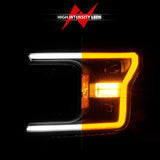 ANZO 18-20 Ford F-150 (w/o Fctry LED) Full LED Proj Headlights w/Light Bar Swtchbk Seq. Black w/Init 111570