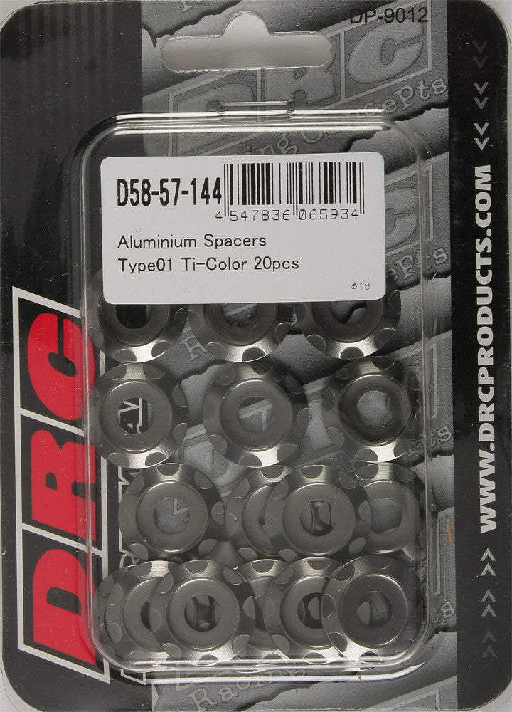 DRC Aluminum Spacers Type 1 Titanium M6x12mm 20/Pk D58-57-144