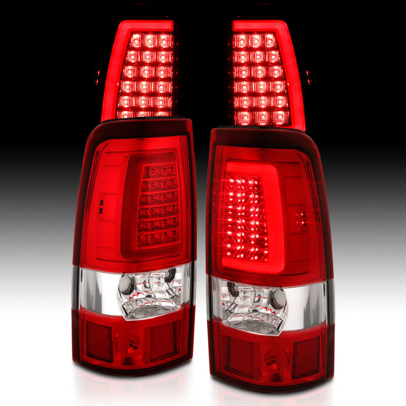 ANZO 2003-2006 Chevy Silverado 1500 LED Taillights Plank Style Chrome With Red/Clear Lens 311335