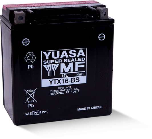 Yuasa YTX16-BS Maintenance Free AGM 12 Volt Battery (Bottle Supplied)