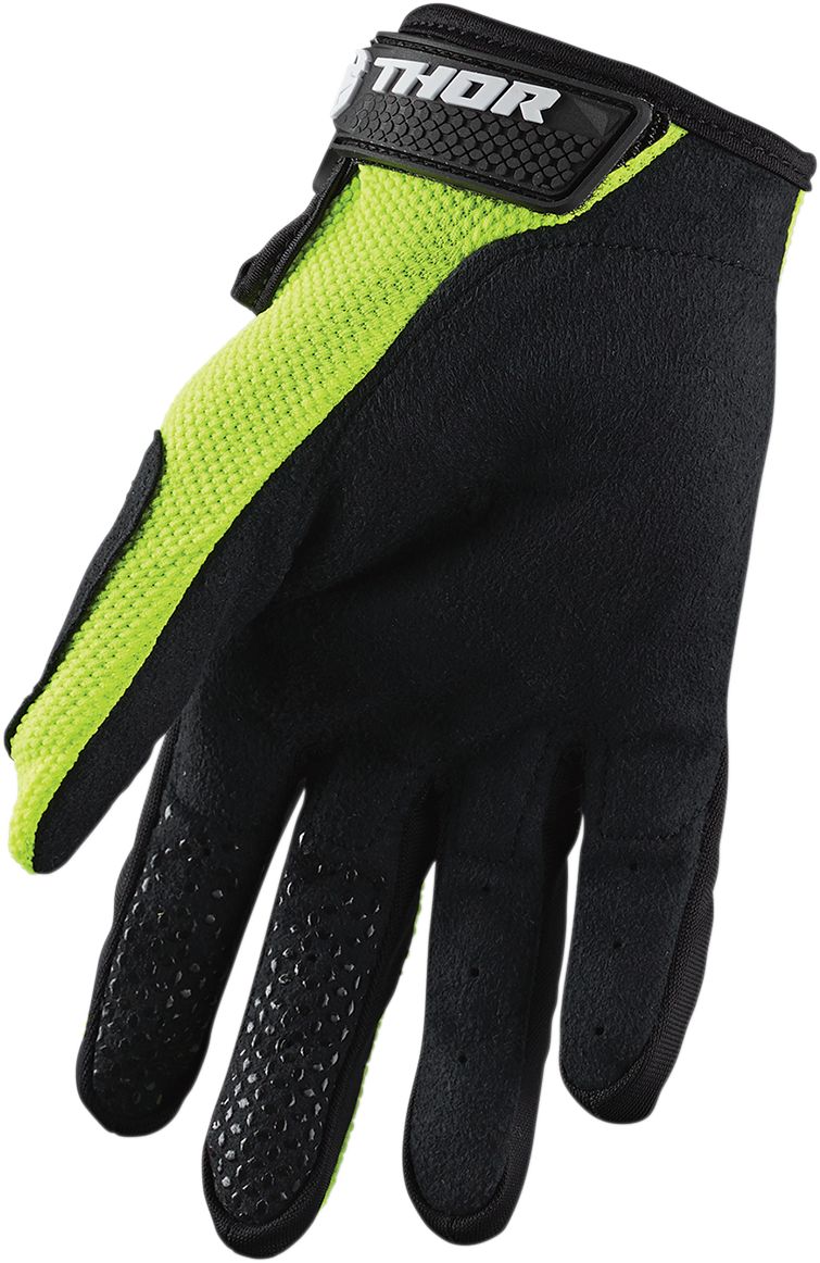 THOR Youth Sector Gloves - Acid/Black - Large 3332-1535