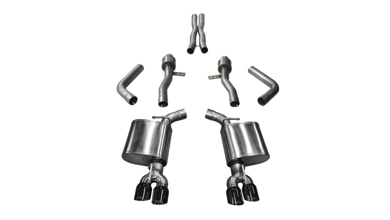 Corsa 15-17 Dodge Challenger Hellcat Dual Rear Exit Sport Exhaust w/ 3.5in Black Tips 14987BLK
