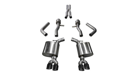Corsa 15-17 Dodge Challenger Hellcat Dual Rear Exit Sport Exhaust w/ 3.5in Black Tips 14987BLK