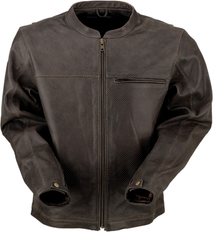 Z1R Munition Perforated Leather Jacket - Brown - Large 2810-3806