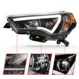 ANZO 14-18 Toyota 4 Runner Plank Style Projector Headlights Black w/ Amber 111416