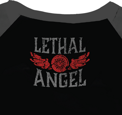 LETHAL THREAT Women's Fast & Fearless Raglan Sleeve Shirt - Black/Gray - 3XL LA70203-3X