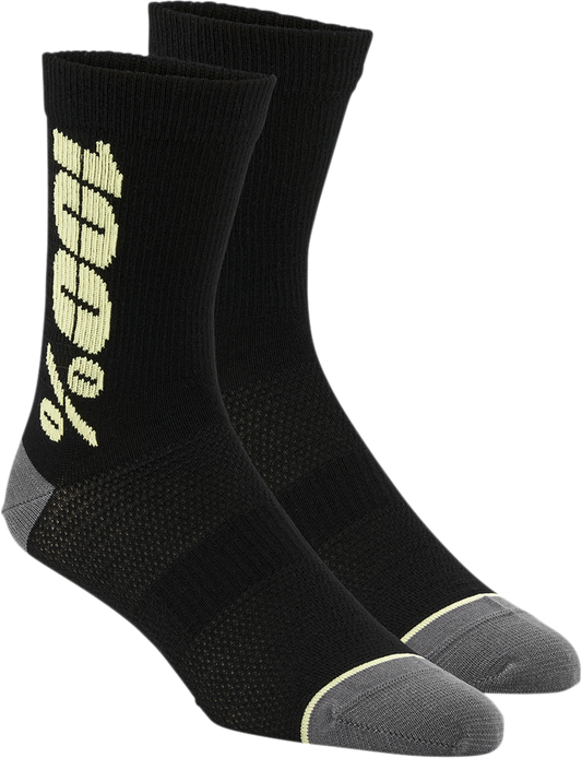 100% Rythym Socks - Black/Yellow - Large/XL 24006-014-18