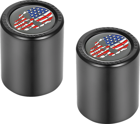 FIGURATI DESIGNS Docking Hardware Covers - Red/White/Blue American Flag Skull - Black FD25-DC-2730-BK
