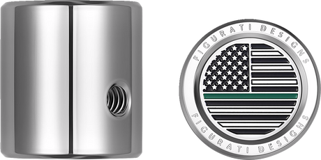 FIGURATI DESIGNS Heel-Toe Shifter Cover - Green Line American Flag - Stainless Steel FD72-HTSC-SS