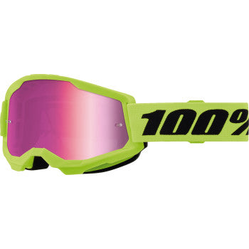 100% Strata 2 Junior Goggle - Neon Yellow - Pink Mirror 50032-00010