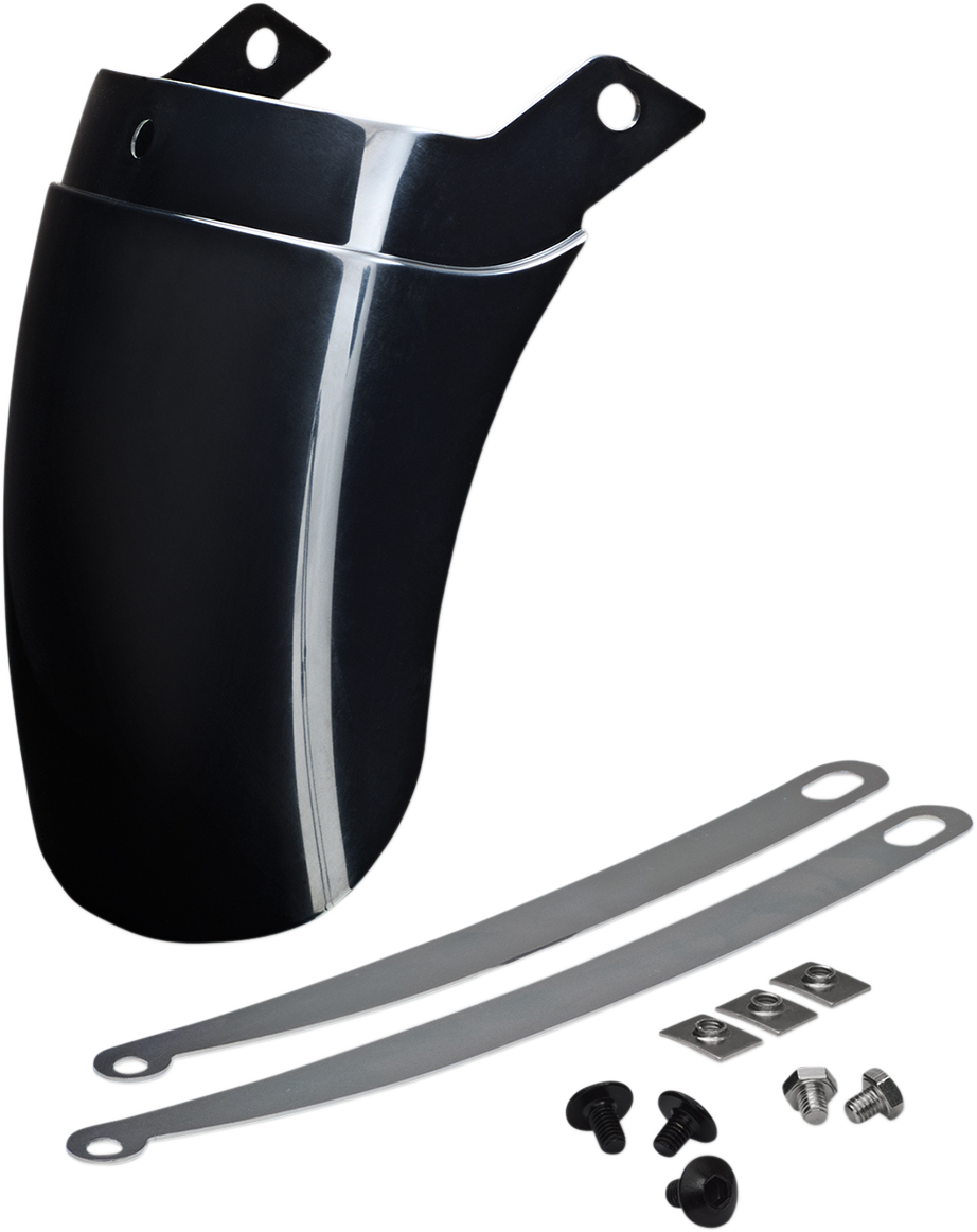 SHOW CHROME Front Fender Extension - Black - Tapered 52-749BK