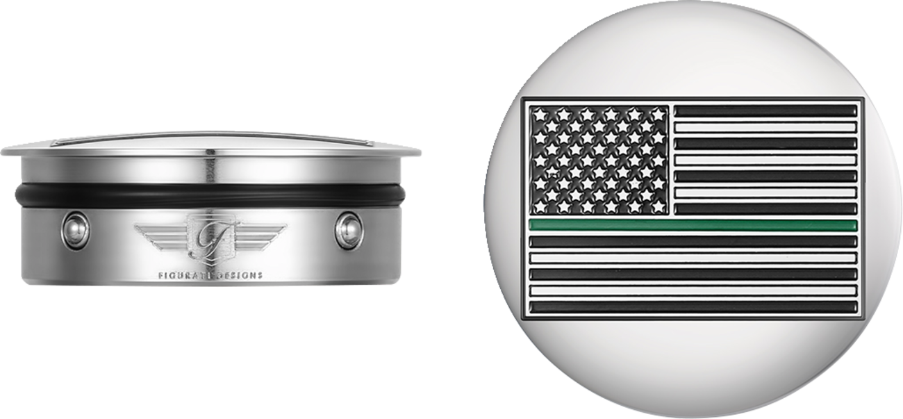 FIGURATI DESIGNS Swing Arm Covers - Green Line American Flag - Custom - Reversed FD72-AFGL-SS