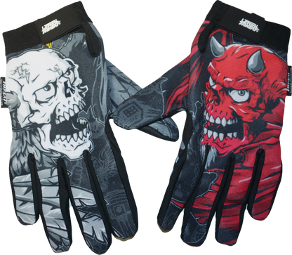 LETHAL THREAT Good N Evil Skulls Gloves - Black - Small GL15021S